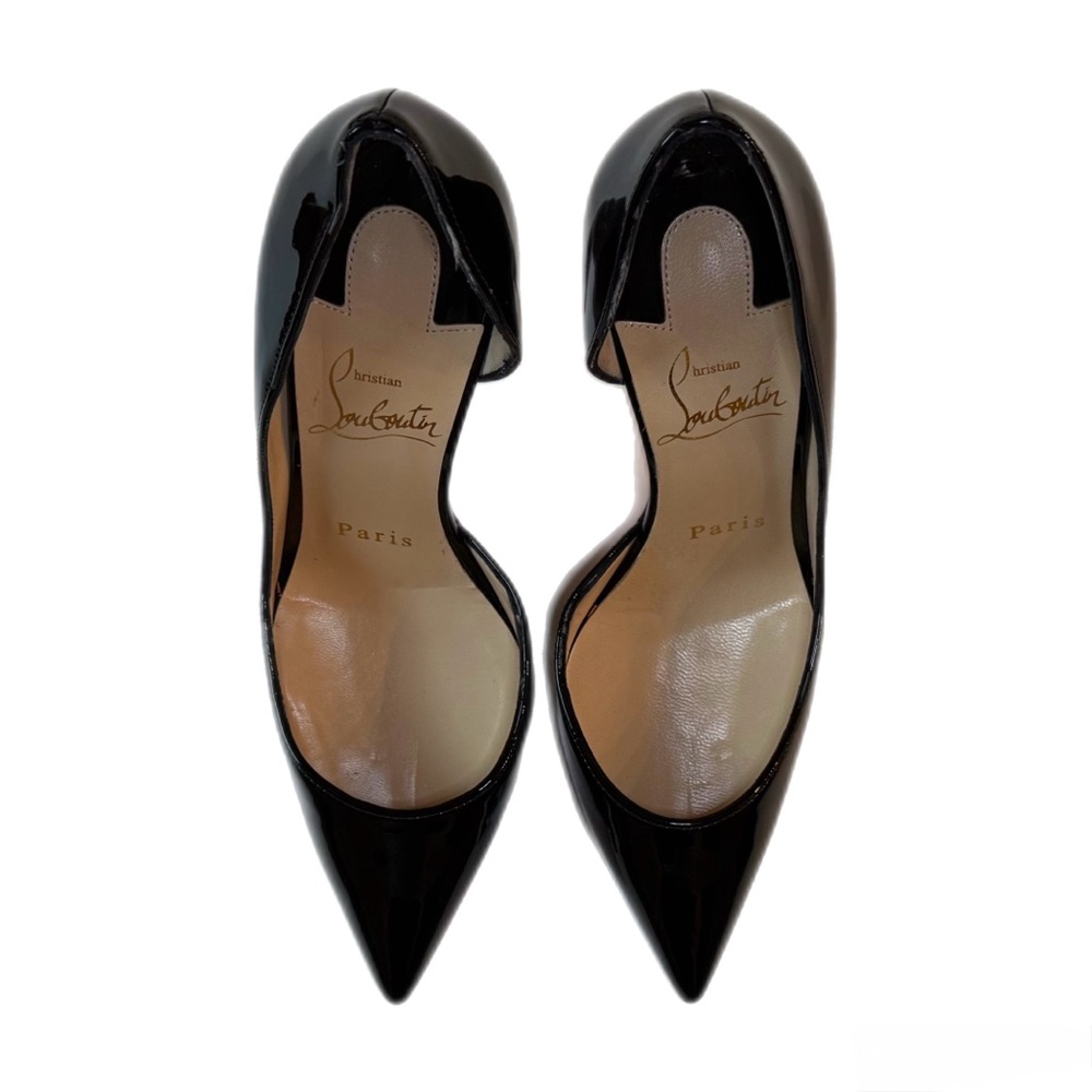 Christian Louboutin Iriza Glossy Black Heels with Iconic Red Soles - Picture 3 of 13
